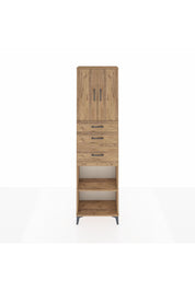 Arges Dolap 3 Raflı 3 Çekmeceli 2 Kapaklı 60x30x221 Çam-Çam