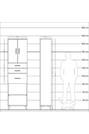 Arges Dolap 3 Raflı 3 Çekmeceli 2 Kapaklı 60x30x221 - S29M237V8A