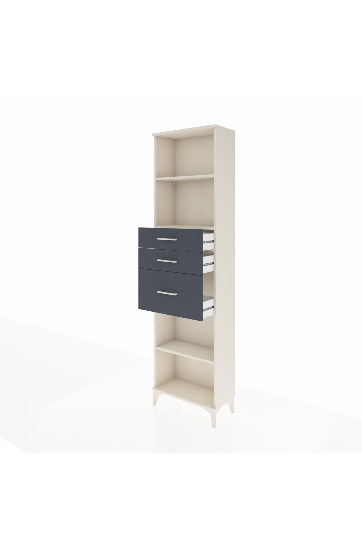 Arges Dolap 3 Raflı 3 Çekmeceli 60x30x221 Aytaşı-Antrasit