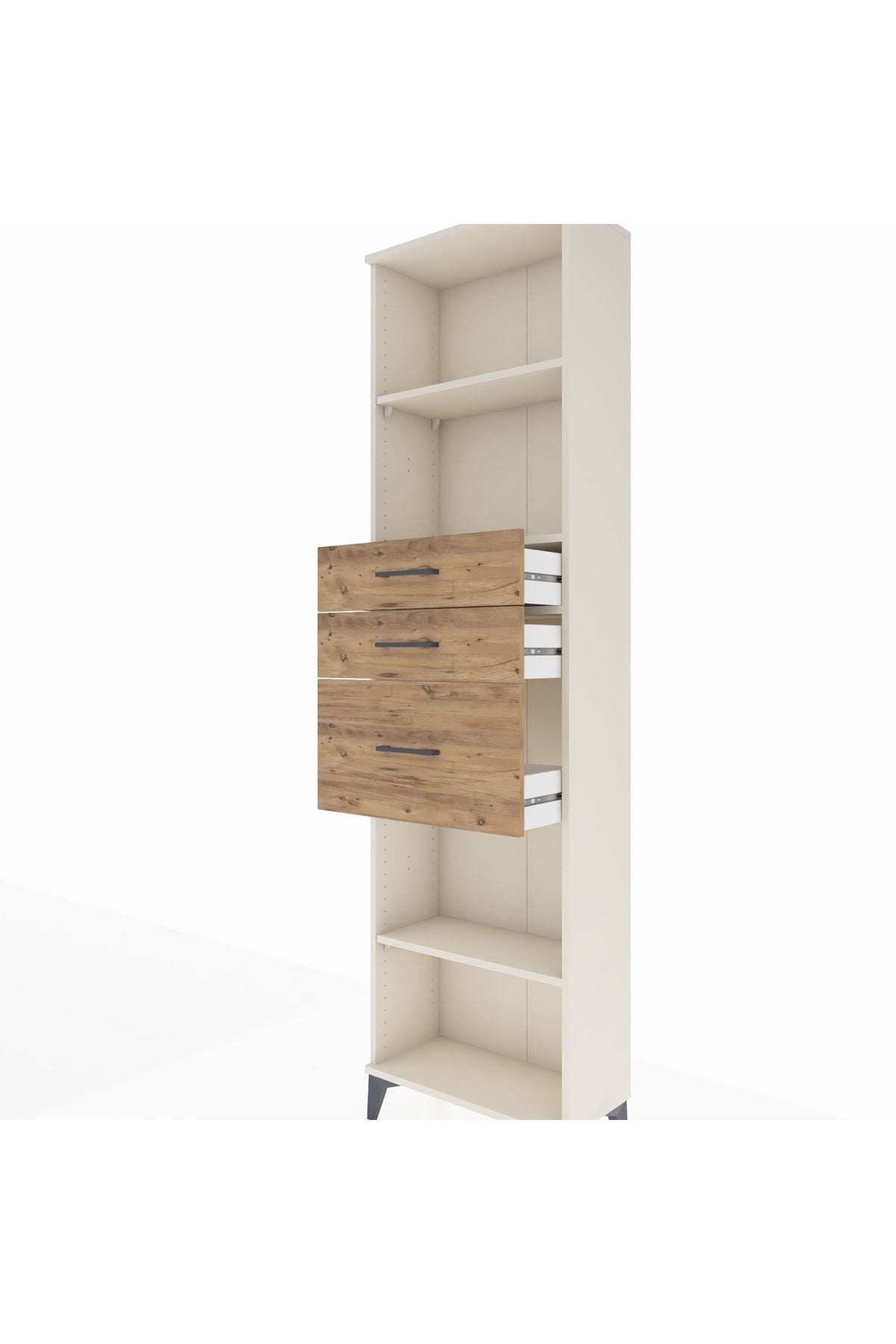 Arges Dolap 3 Raflı 3 Çekmeceli 60x30x221 Aytaşı-Çam