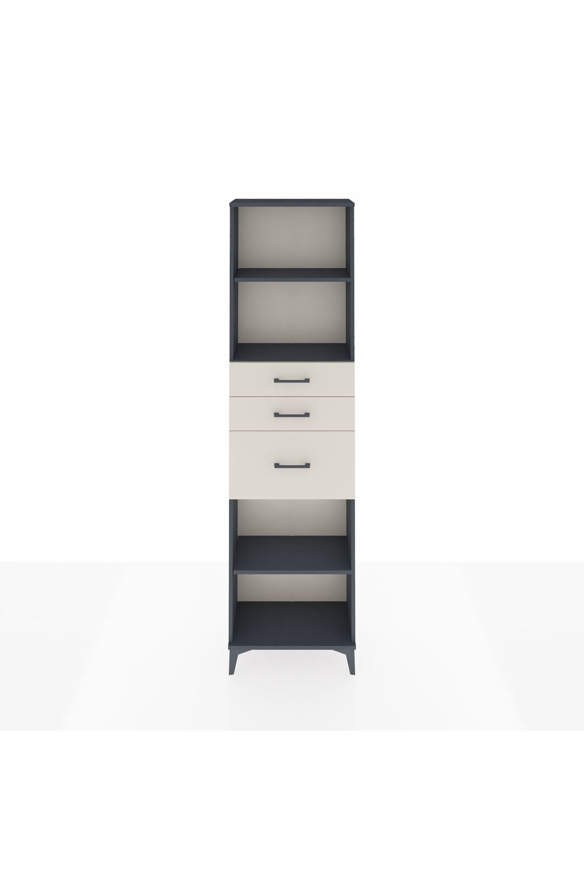 Arges Dolap 3 Raflı 3 Çekmeceli 60x30x221 Antrasit-Aytaşı