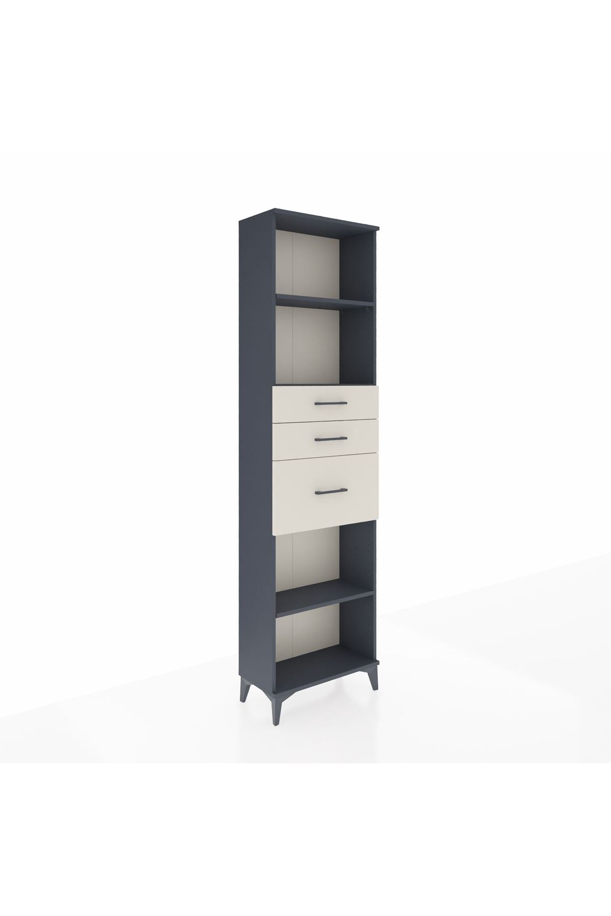 Arges Dolap 3 Raflı 3 Çekmeceli 60x30x221 Antrasit-Aytaşı