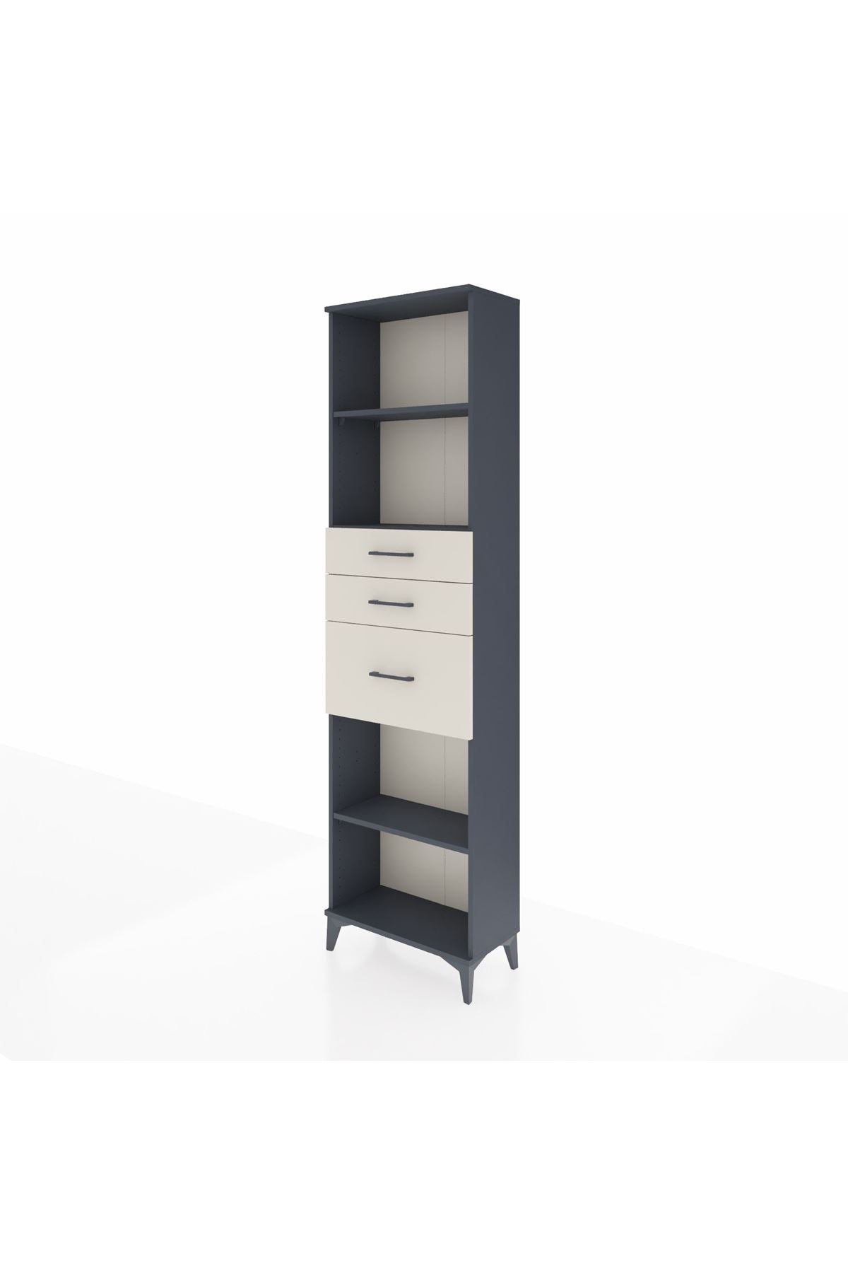 Arges Dolap 3 Raflı 3 Çekmeceli 60x30x221 Antrasit-Aytaşı