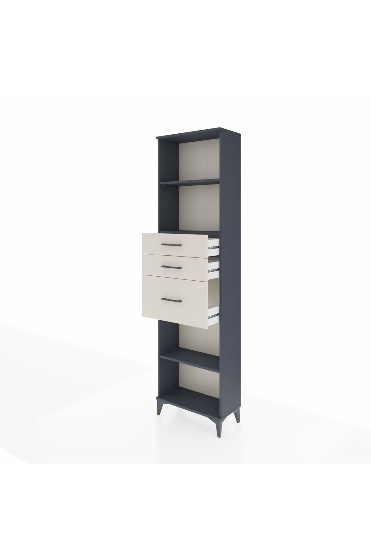 Arges Dolap 3 Raflı 3 Çekmeceli 60x30x221 Antrasit-Aytaşı