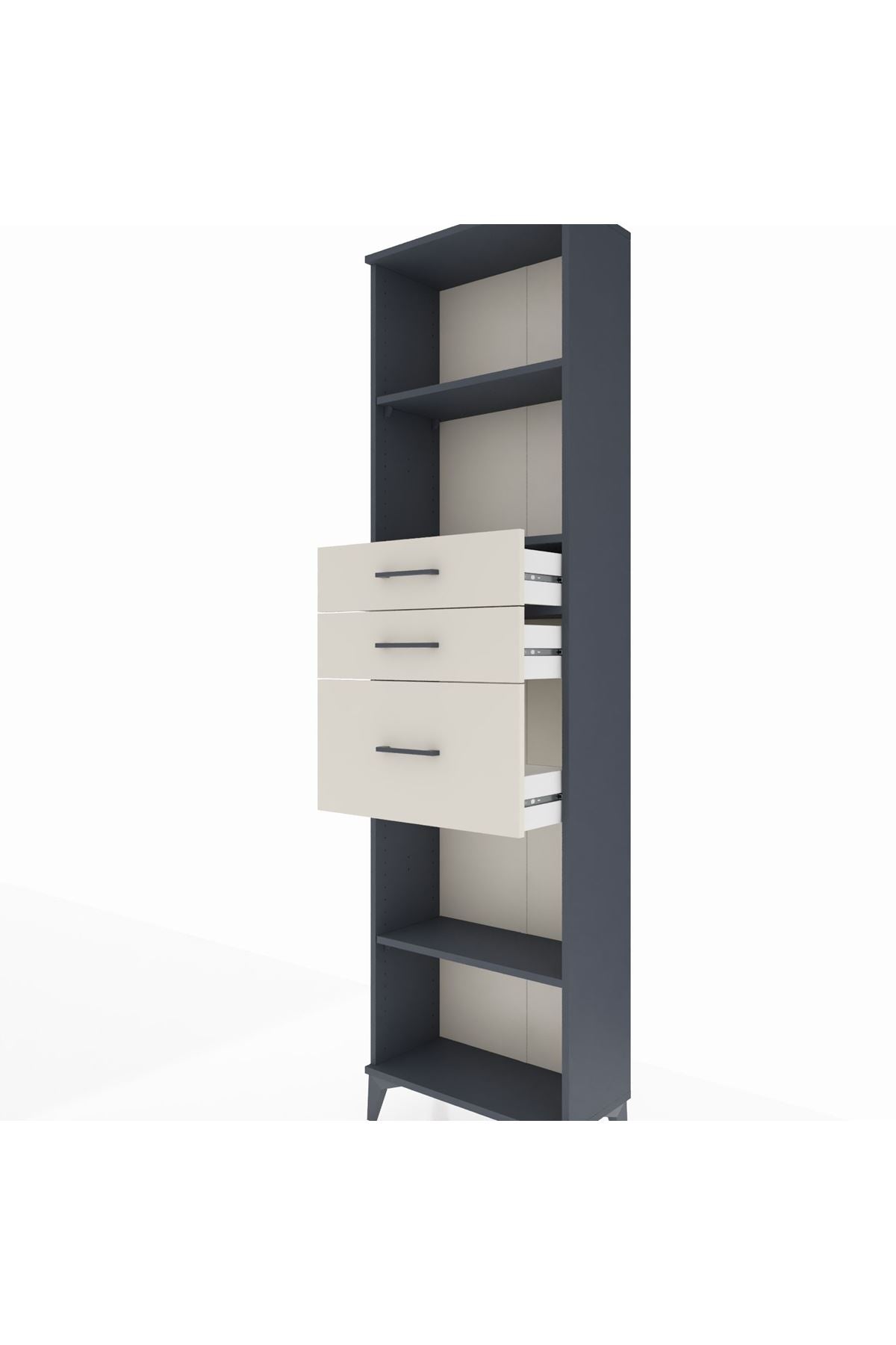 Arges Dolap 3 Raflı 3 Çekmeceli 60x30x221 Antrasit-Aytaşı