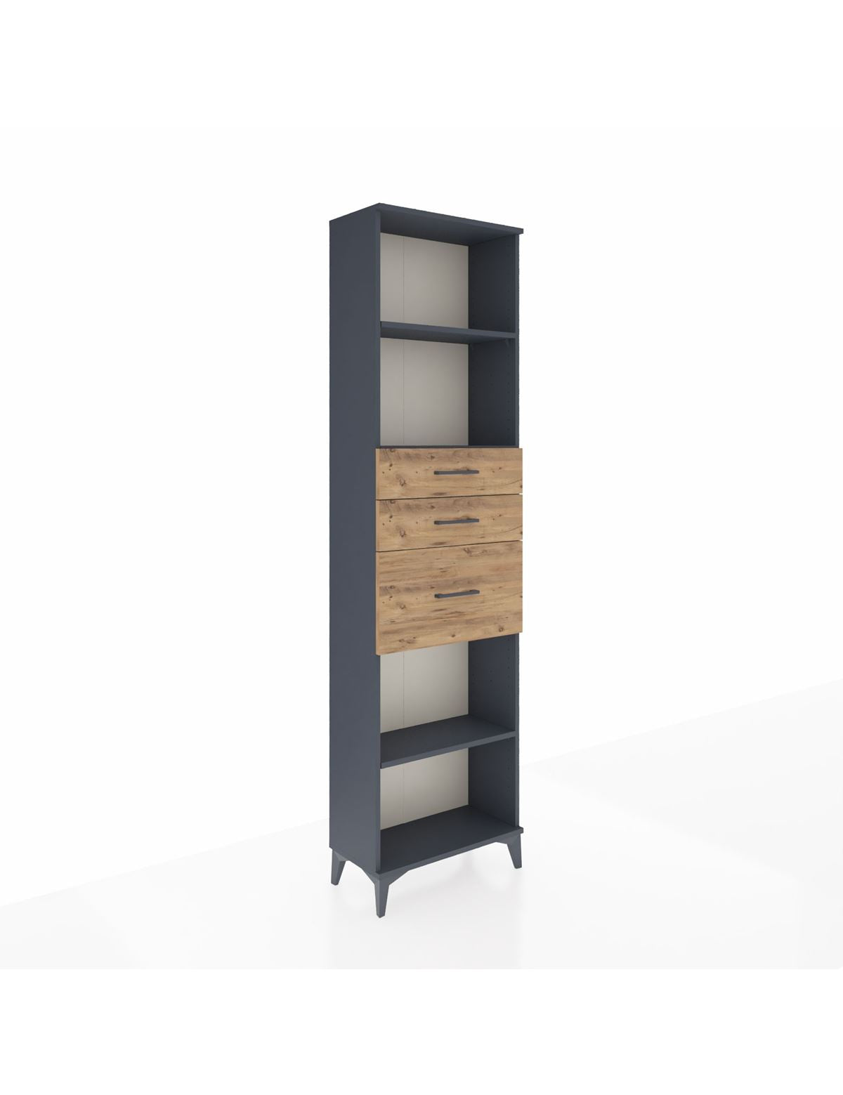 Arges Dolap 3 Raflı 3 Çekmeceli 60x30x221 Antrasit-Çam