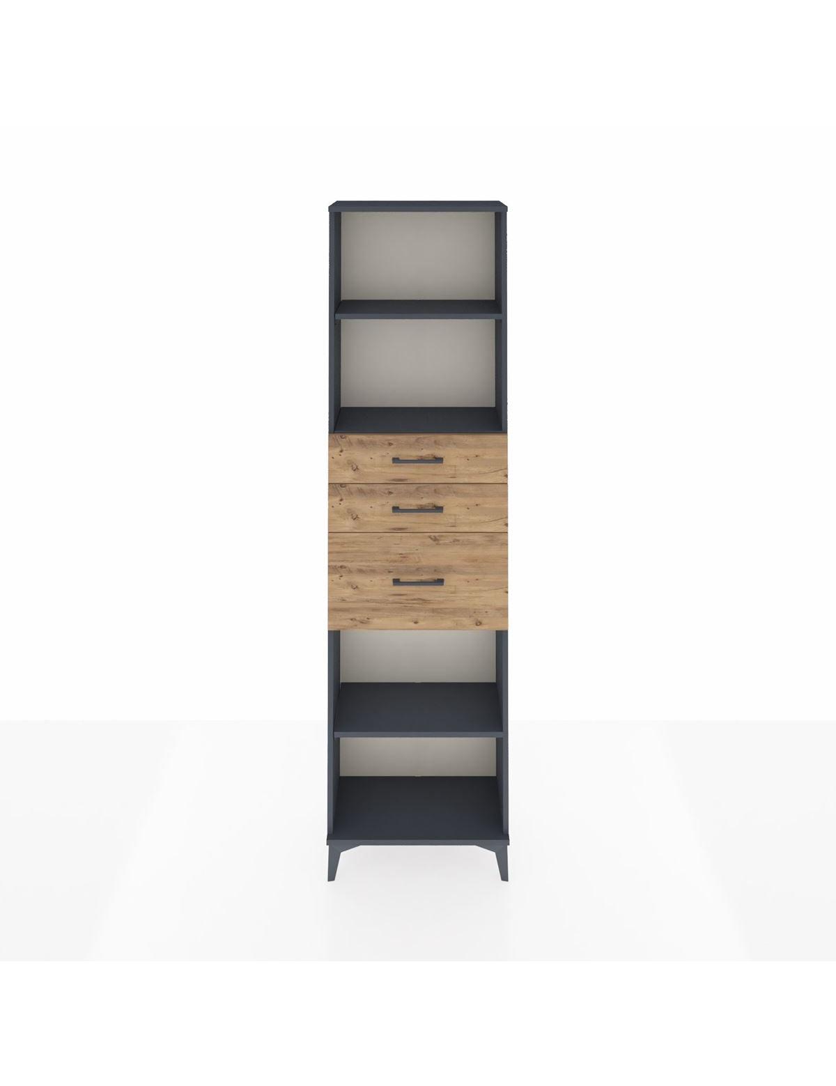 Arges Dolap 3 Raflı 3 Çekmeceli 60x30x221 Antrasit-Çam