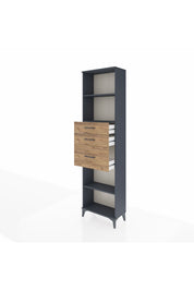 Arges Dolap 3 Raflı 3 Çekmeceli 60x30x221 Antrasit-Çam