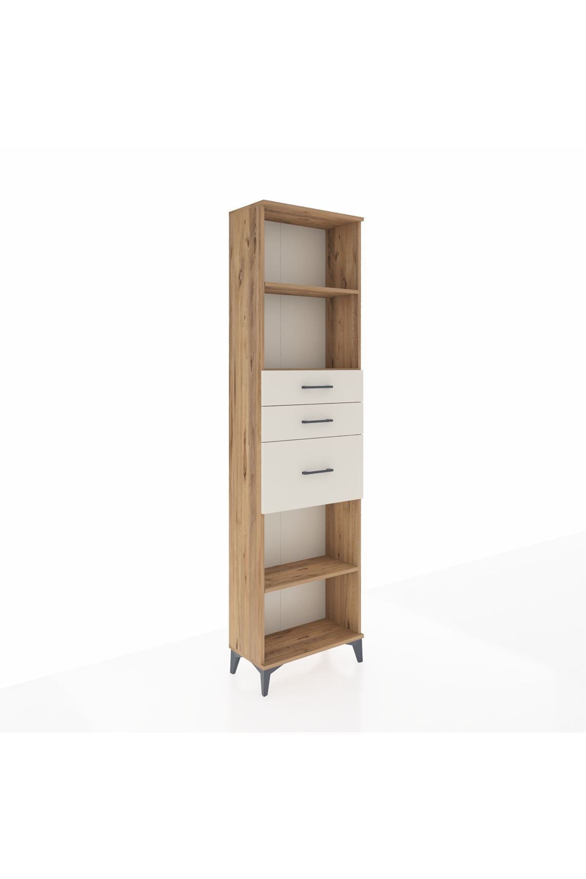 Arges Dolap 3 Raflı 3 Çekmeceli 60x30x221 Çam-Aytaşı