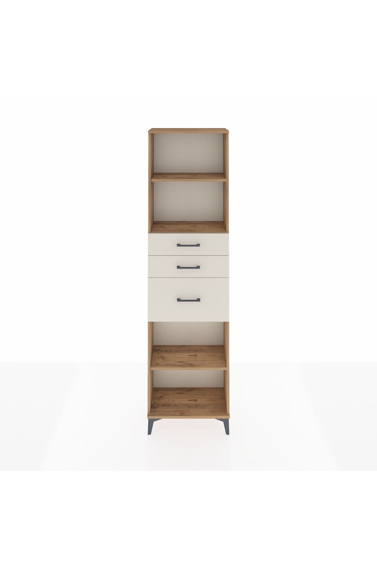 Arges Dolap 3 Raflı 3 Çekmeceli 60x30x221 Çam-Aytaşı