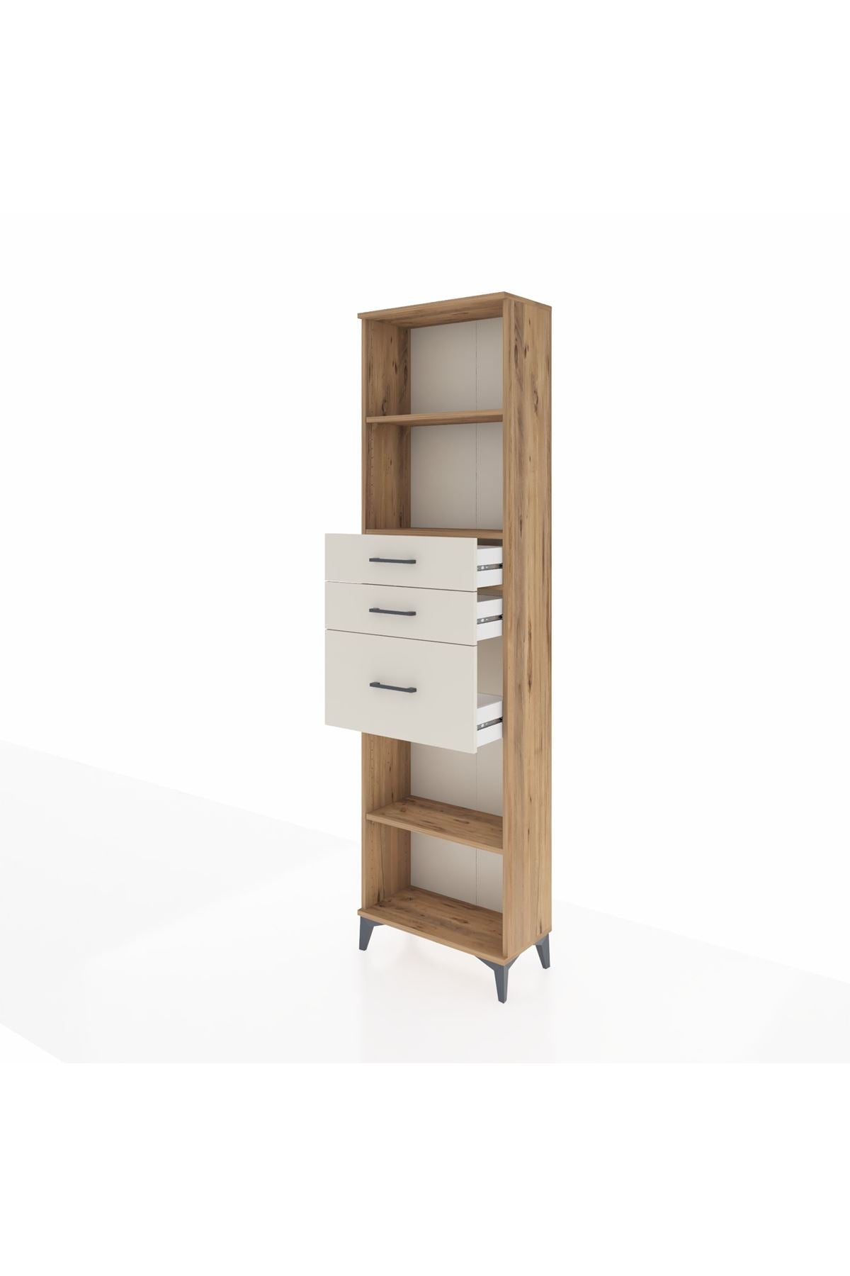 Arges Dolap 3 Raflı 3 Çekmeceli 60x30x221 Çam-Aytaşı