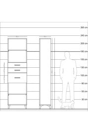 Arges Dolap 3 Raflı 3 Çekmeceli 60x30x221 Çam-Aytaşı