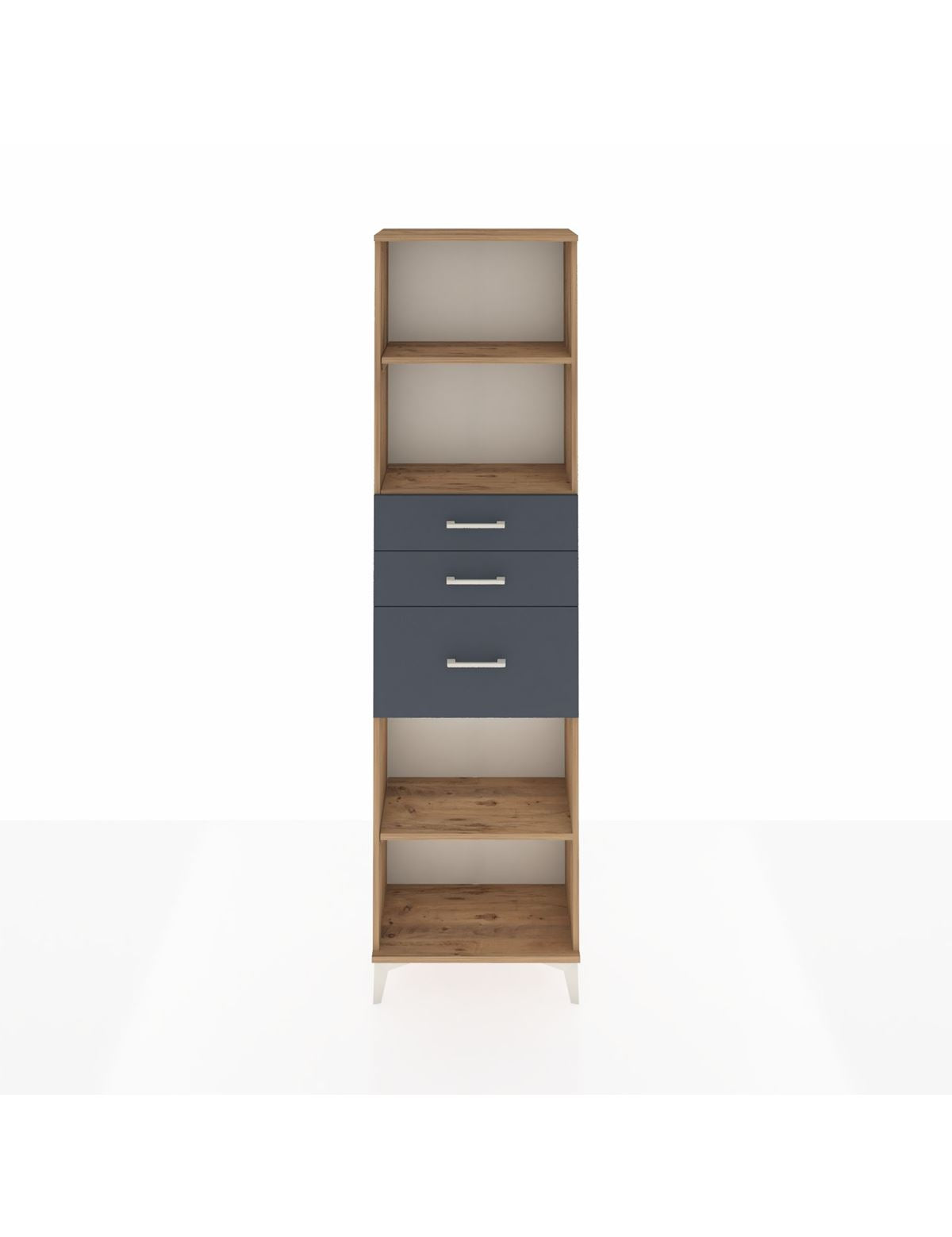 Arges Dolap 3 Raflı 3 Çekmeceli 60x30x221 Çam-Antrasit