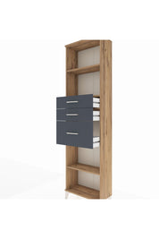 Arges Dolap 3 Raflı 3 Çekmeceli 60x30x221 Çam-Antrasit