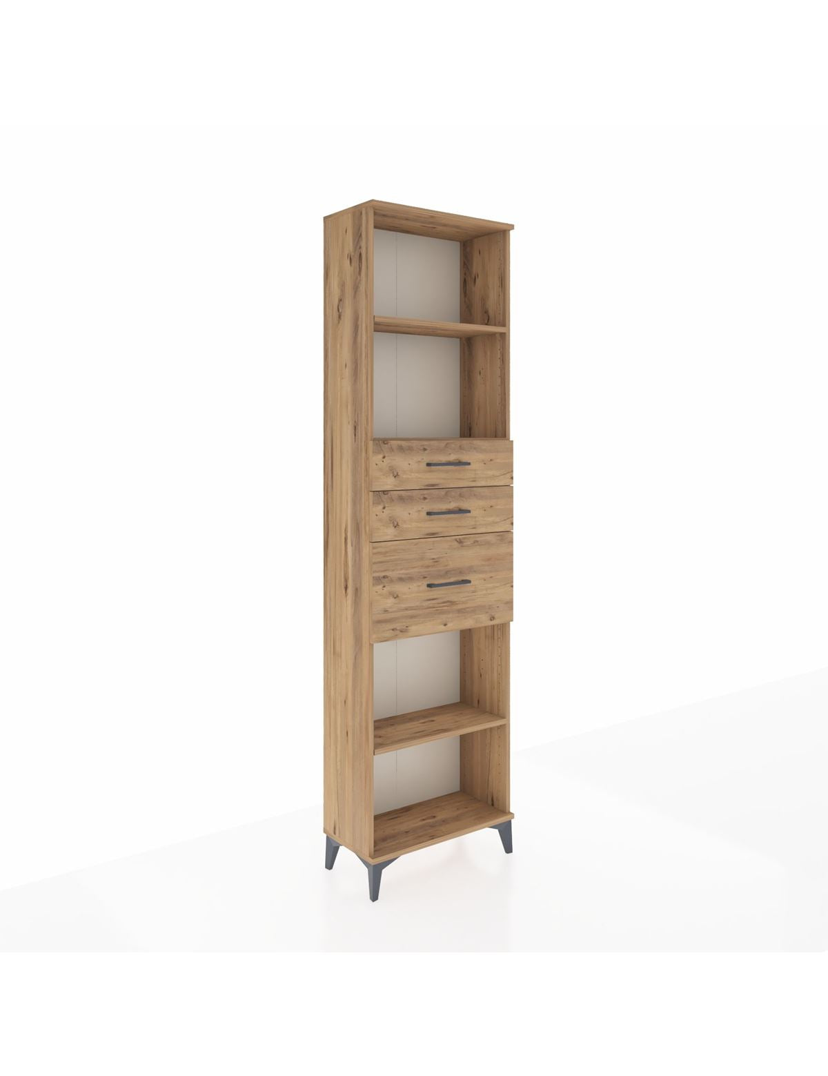 Arges Dolap 3 Raflı 3 Çekmeceli 60x30x221 Çam-Çam