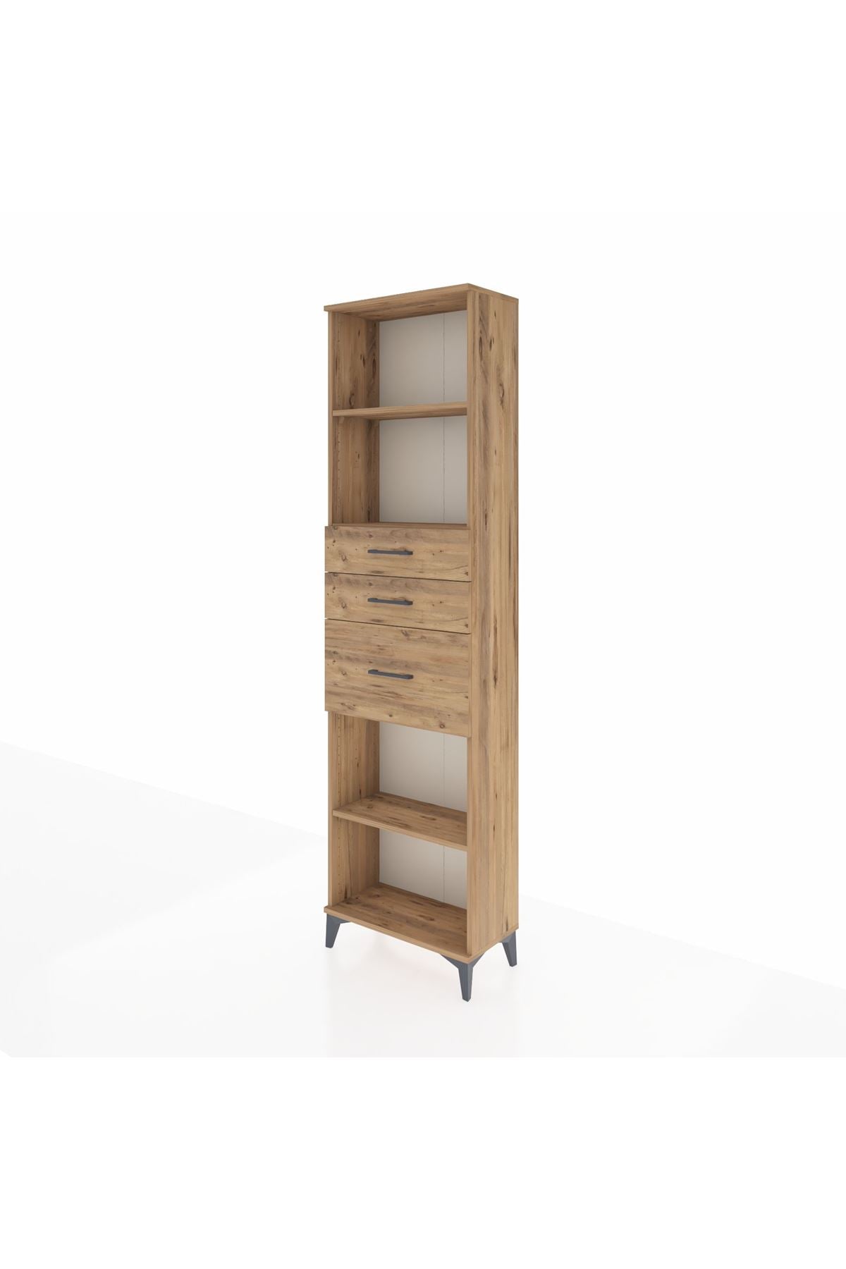 Arges Dolap 3 Raflı 3 Çekmeceli 60x30x221 Çam-Çam