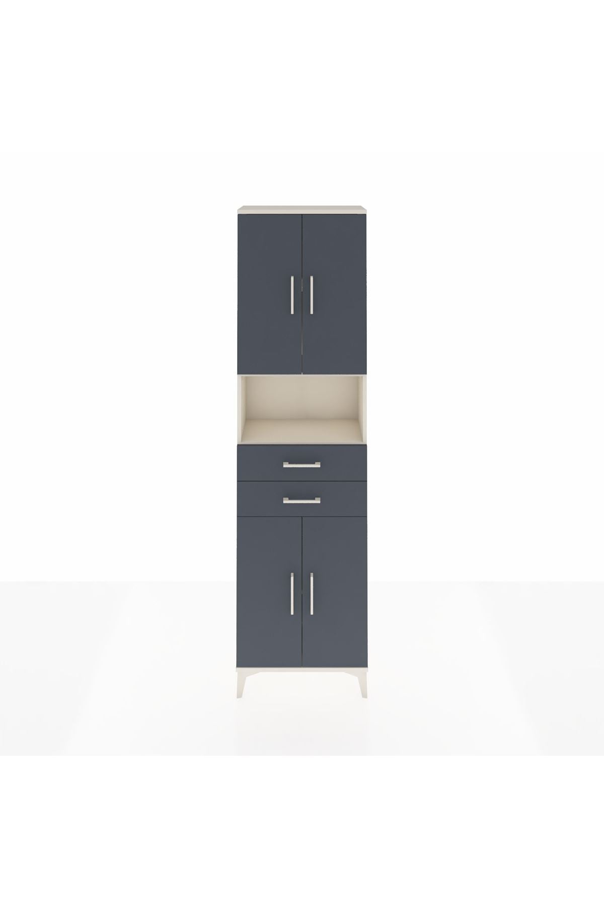 Arges Dolap 4 Raflı 2 Çekmeceli 4 Kapaklı 60x30x221 Aytaşı-Antrasit