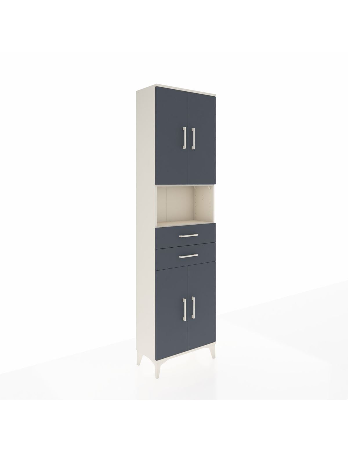 Arges Dolap 4 Raflı 2 Çekmeceli 4 Kapaklı 60x30x221 Aytaşı-Antrasit