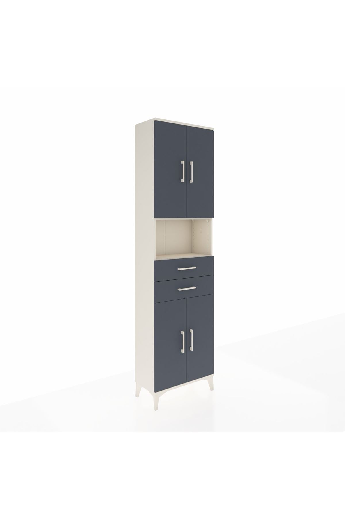 Arges Dolap 4 Raflı 2 Çekmeceli 4 Kapaklı 60x30x221 Aytaşı-Antrasit