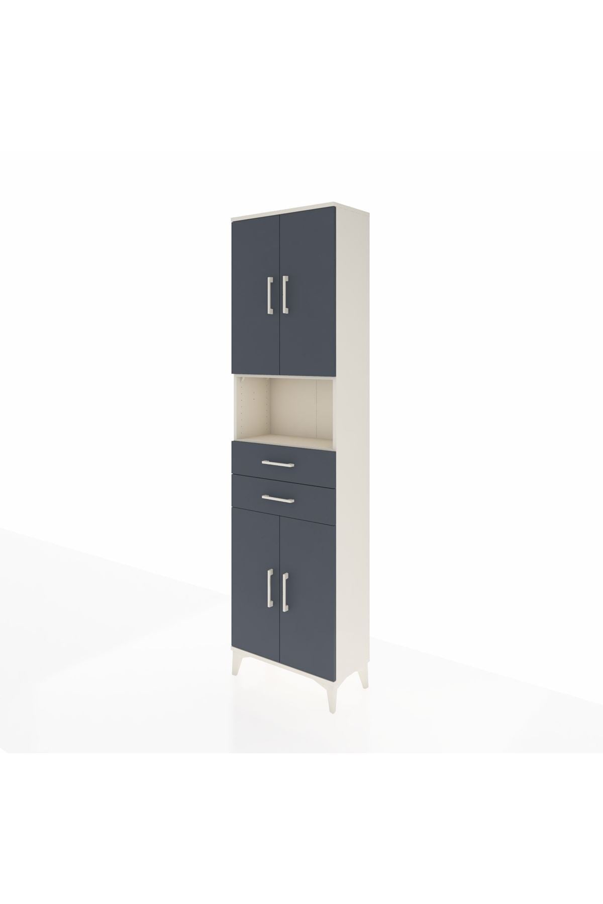 Arges Dolap 4 Raflı 2 Çekmeceli 4 Kapaklı 60x30x221 Aytaşı-Antrasit