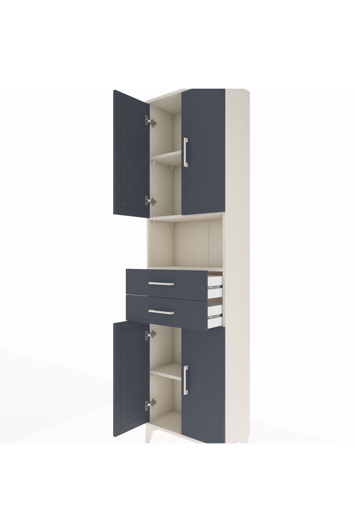 Arges Dolap 4 Raflı 2 Çekmeceli 4 Kapaklı 60x30x221 Aytaşı-Antrasit