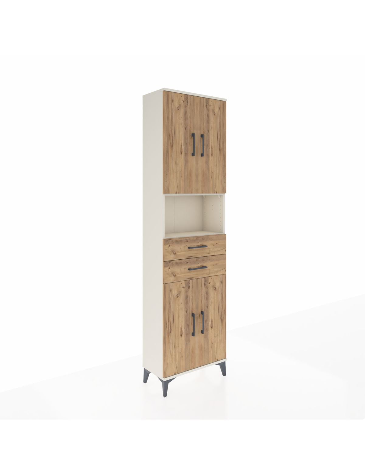 Arges Dolap 4 Raflı 2 Çekmeceli 4 Kapaklı 60x30x221 Aytaşı-Çam