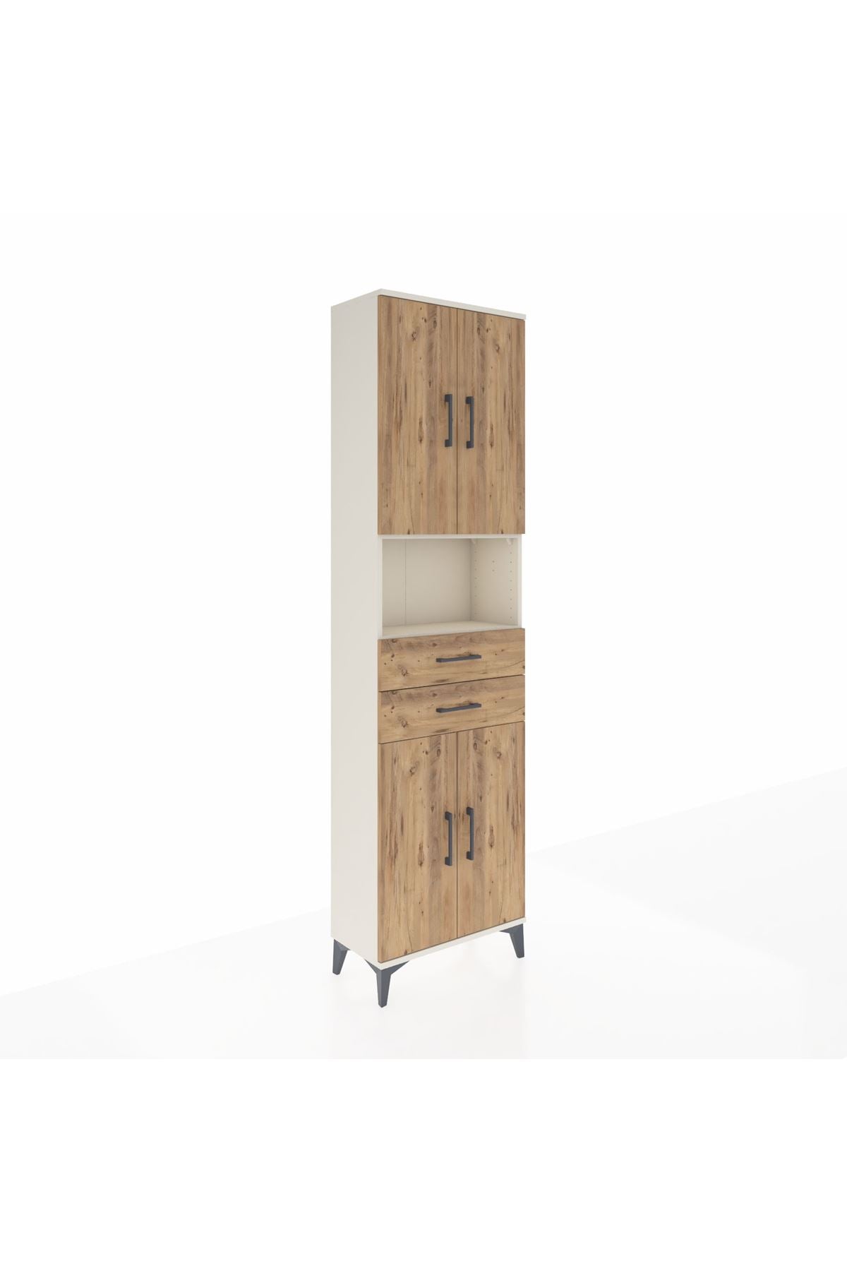 Arges Dolap 4 Raflı 2 Çekmeceli 4 Kapaklı 60x30x221 Aytaşı-Çam