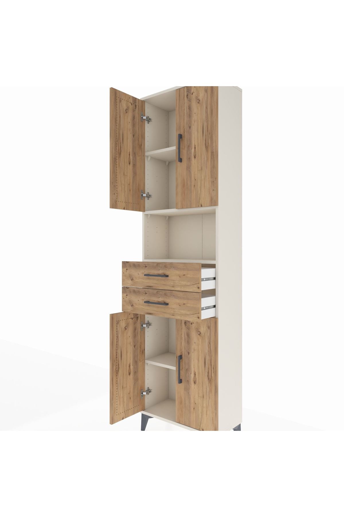 Arges Dolap 4 Raflı 2 Çekmeceli 4 Kapaklı 60x30x221 Aytaşı-Çam