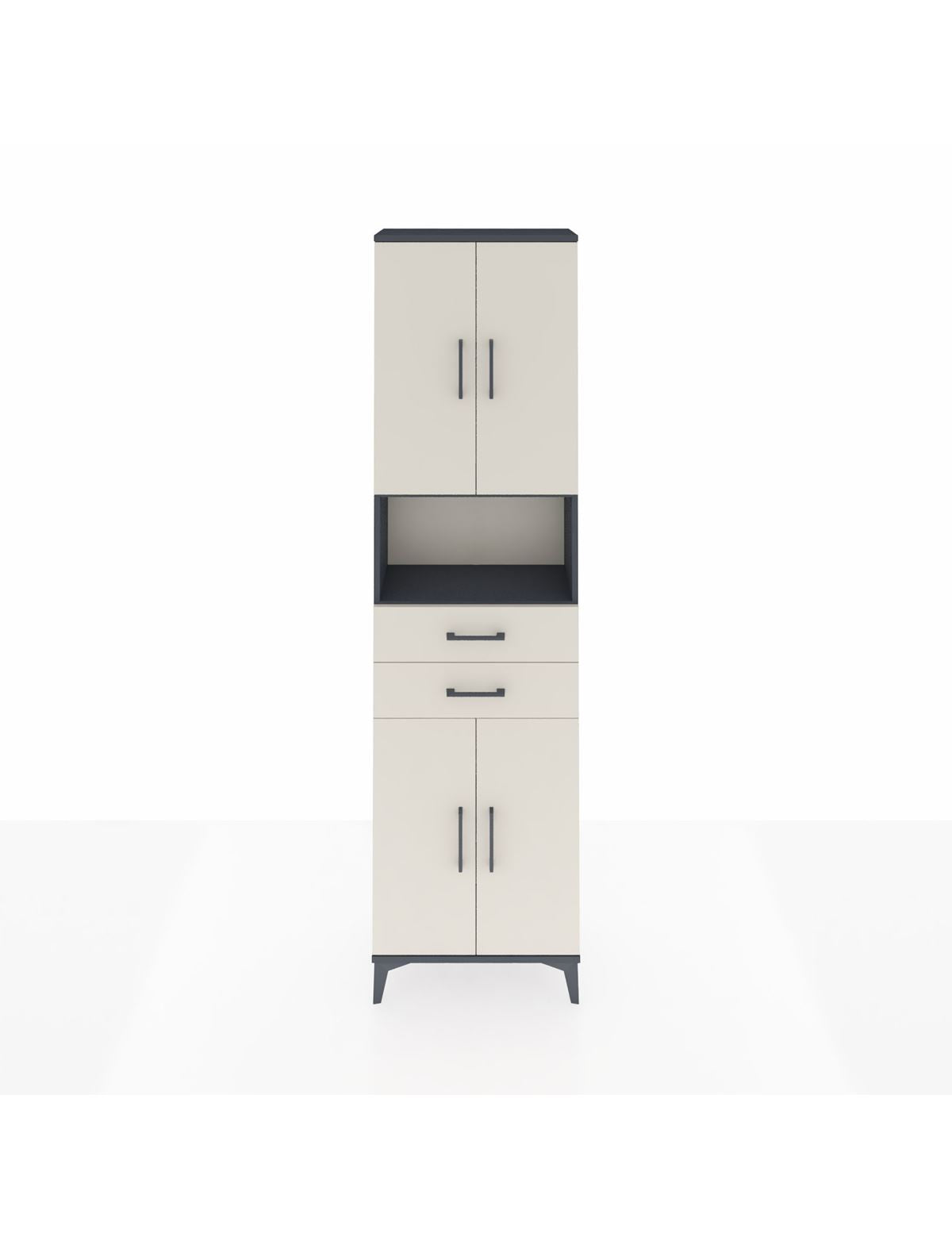 Arges Dolap 4 Raflı 2 Çekmeceli 4 Kapaklı 60x30x221 Antrasit-Aytaşı