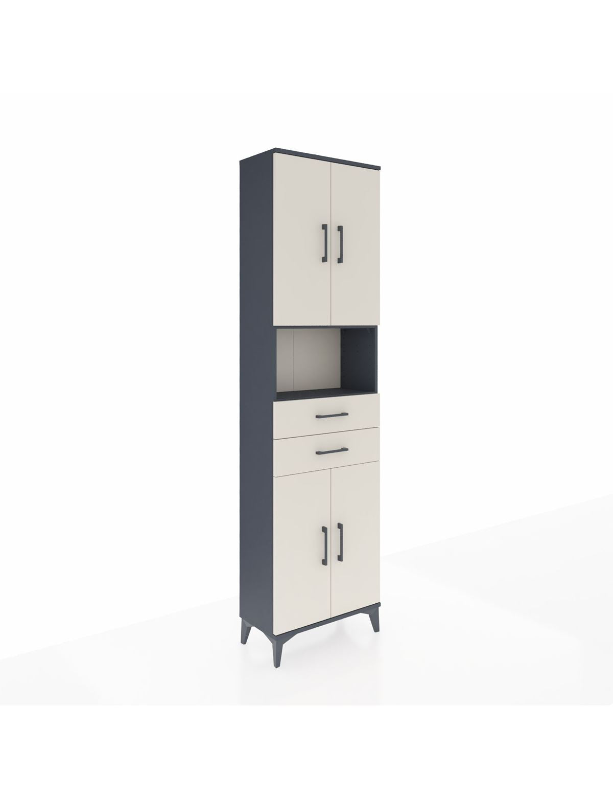 Arges Dolap 4 Raflı 2 Çekmeceli 4 Kapaklı 60x30x221 Antrasit-Aytaşı