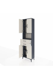 Arges Dolap 4 Raflı 2 Çekmeceli 4 Kapaklı 60x30x221 Antrasit-Aytaşı