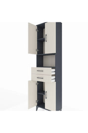 Arges Dolap 4 Raflı 2 Çekmeceli 4 Kapaklı 60x30x221 Antrasit-Aytaşı