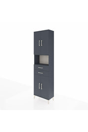 Arges Dolap 4 Raflı 2 Çekmeceli 4 Kapaklı 60x30x221 Antrasit-Antrasit