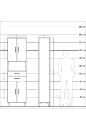 Arges Dolap 4 Raflı 2 Çekmeceli 4 Kapaklı 60x30x221 Antrasit-Çam