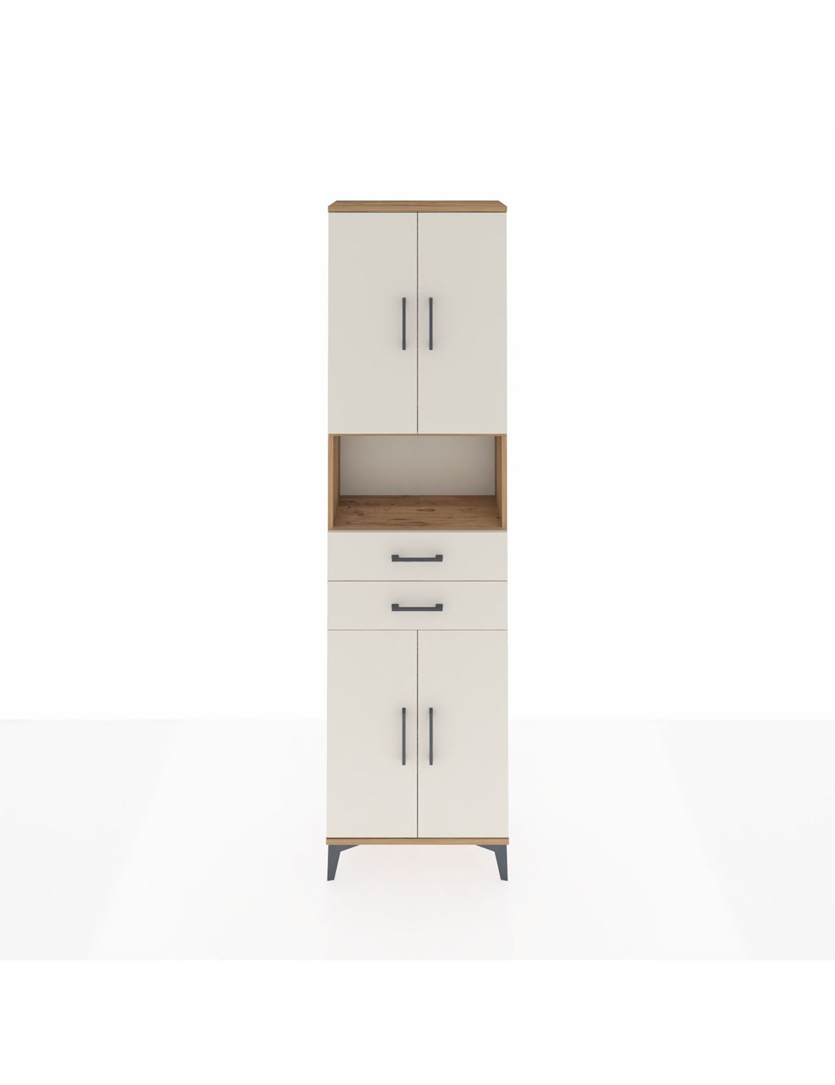 Arges Dolap 4 Raflı 2 Çekmeceli 4 Kapaklı 60x30x221 Çam-Aytaşı