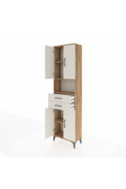 Arges Dolap 4 Raflı 2 Çekmeceli 4 Kapaklı 60x30x221 Çam-Aytaşı