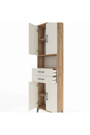 Arges Dolap 4 Raflı 2 Çekmeceli 4 Kapaklı 60x30x221 Çam-Aytaşı