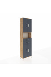 Arges Dolap 4 Raflı 2 Çekmeceli 4 Kapaklı 60x30x221 Çam-Antrasit