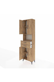 Arges Dolap 4 Raflı 2 Çekmeceli 4 Kapaklı 60x30x221 Çam-Çam