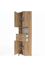 Arges Dolap 4 Raflı 2 Çekmeceli 4 Kapaklı 60x30x221 Çam-Çam