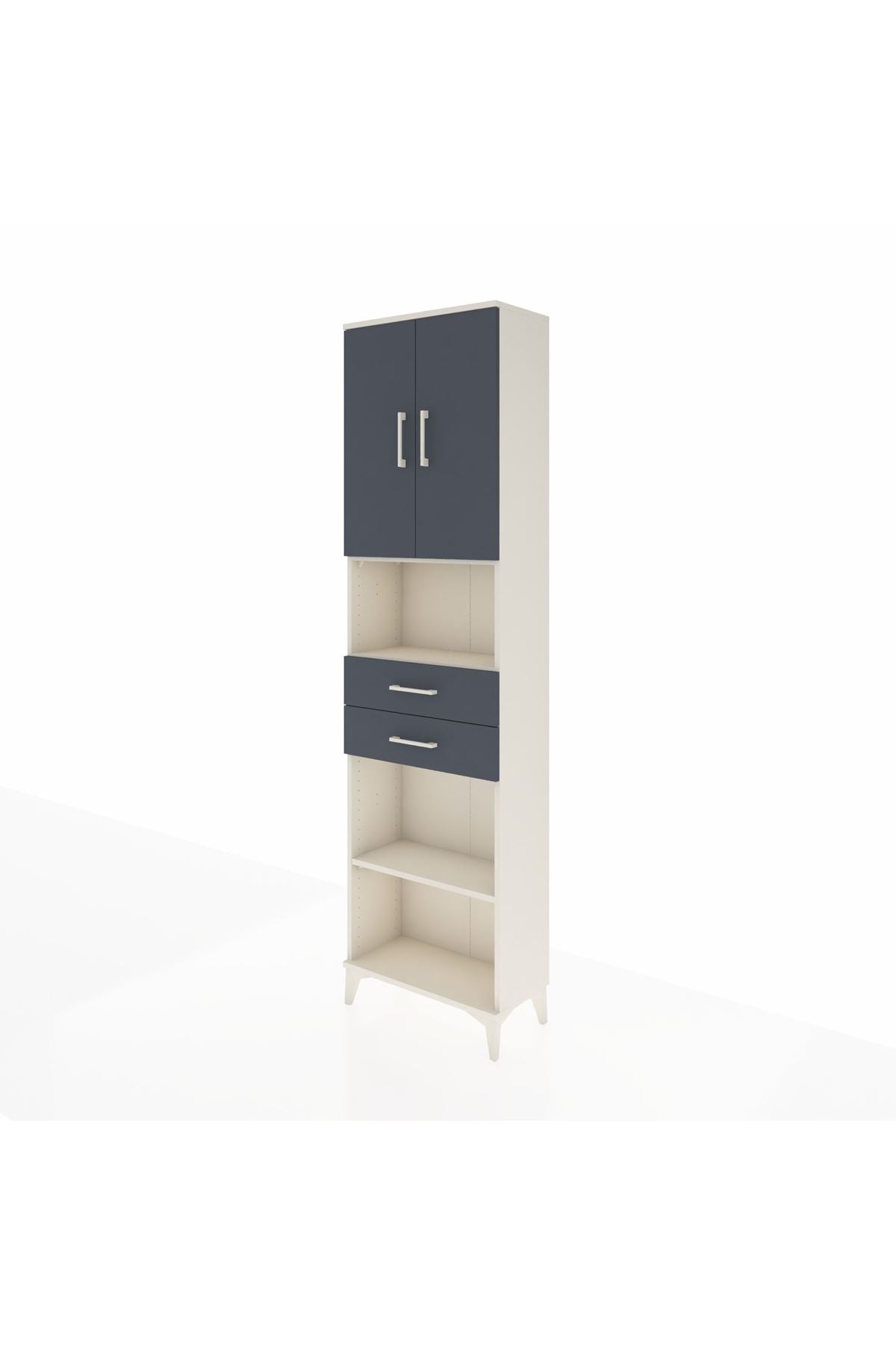 Arges Dolap 4 Raflı 2 Çekmeceli 2 Kapaklı 60x30x221 Aytaşı-Antrasit