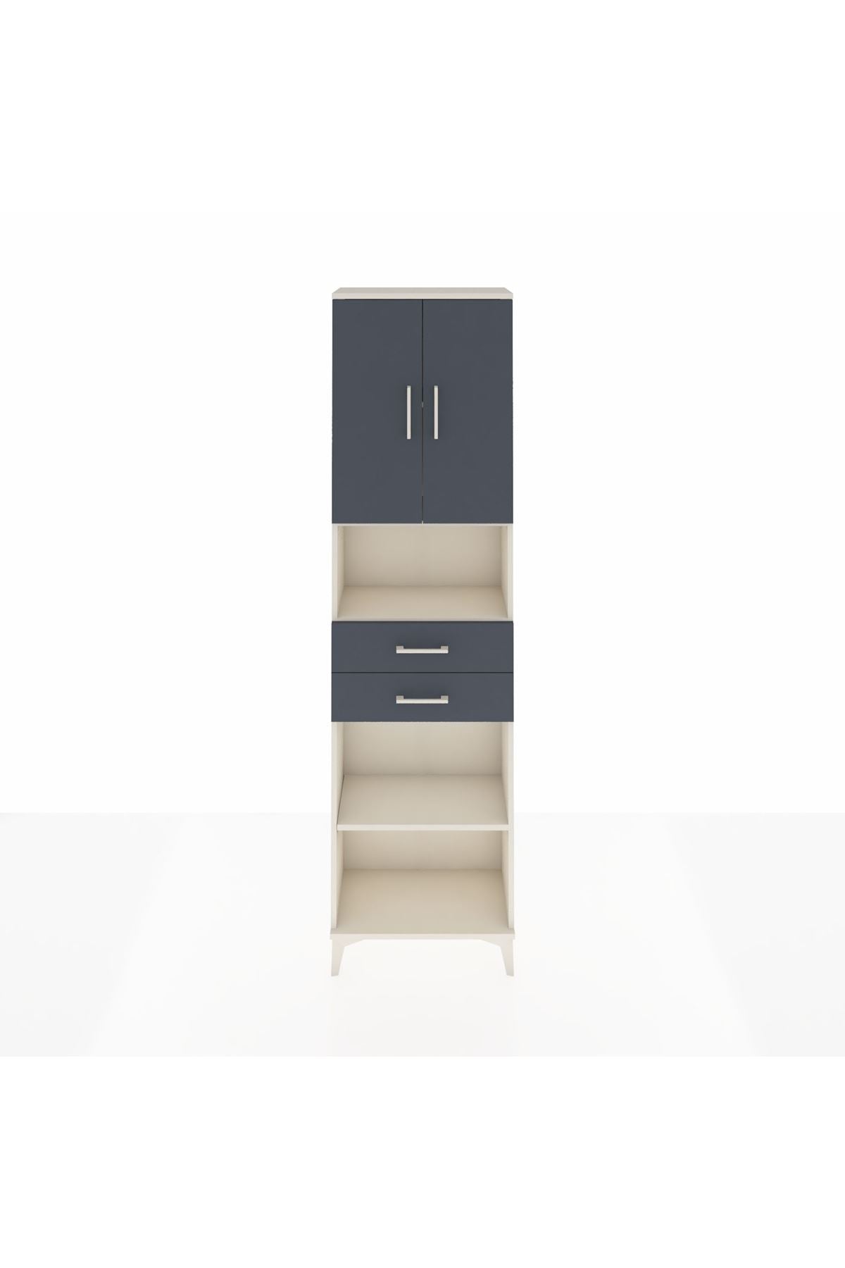 Arges Dolap 4 Raflı 2 Çekmeceli 2 Kapaklı 60x30x221 Aytaşı-Antrasit