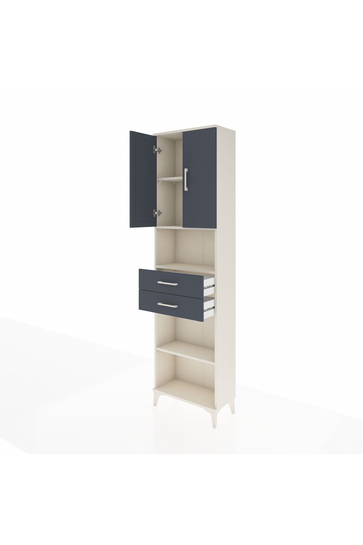 Arges Dolap 4 Raflı 2 Çekmeceli 2 Kapaklı 60x30x221 Aytaşı-Antrasit