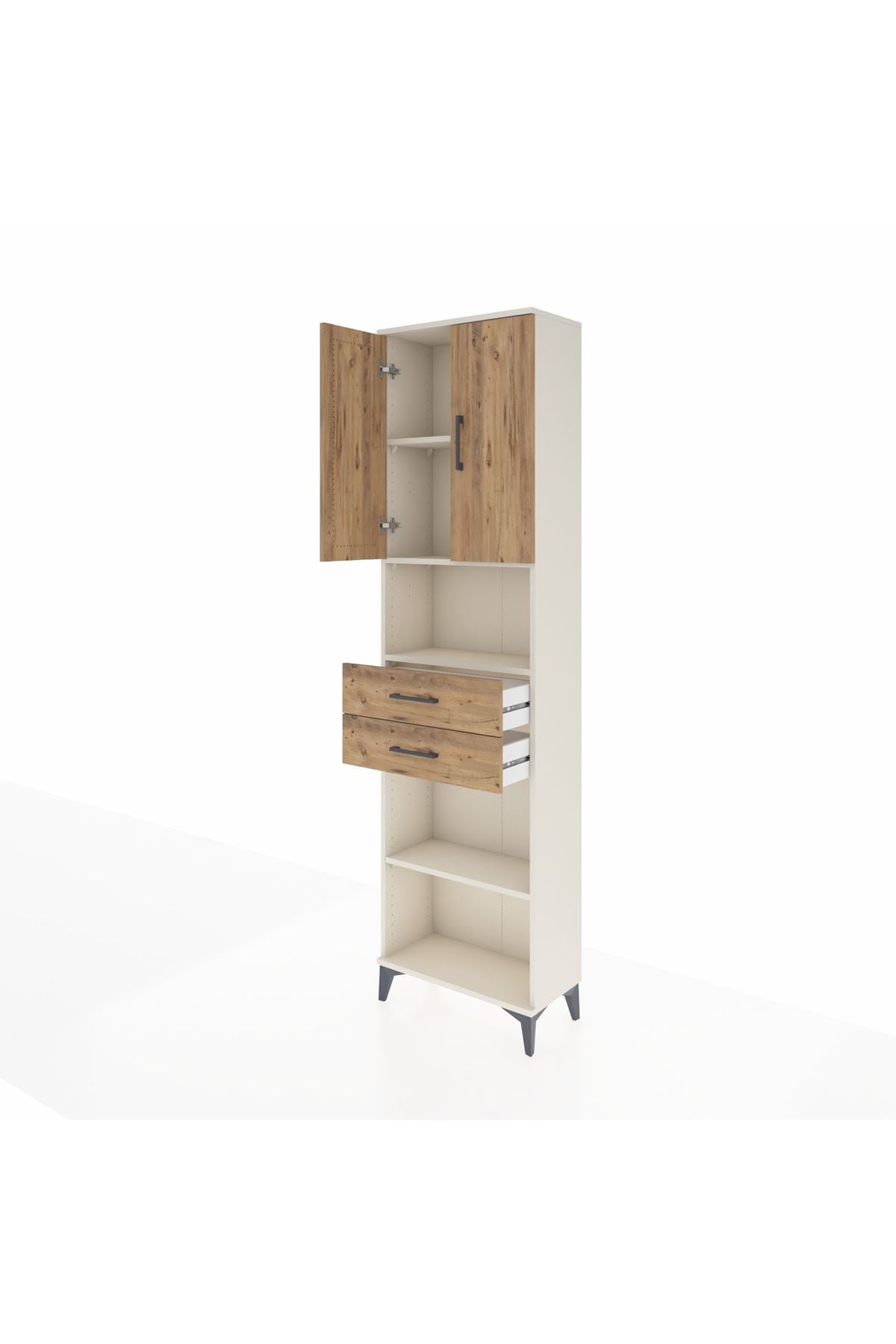 Arges Dolap 4 Raflı 2 Çekmeceli 2 Kapaklı 60x30x221 Aytaşı-Çam