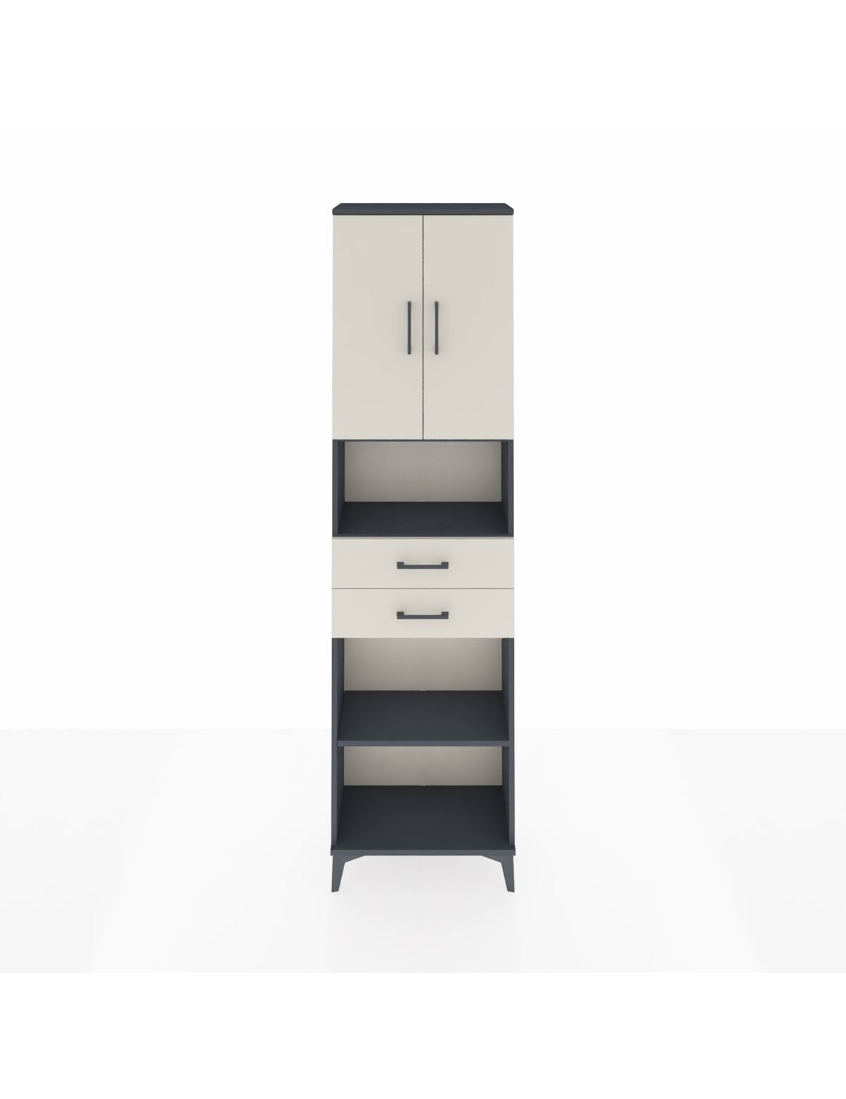 Arges Dolap 4 Raflı 2 Çekmeceli 2 Kapaklı 60x30x221 Antrasit-Aytaşı