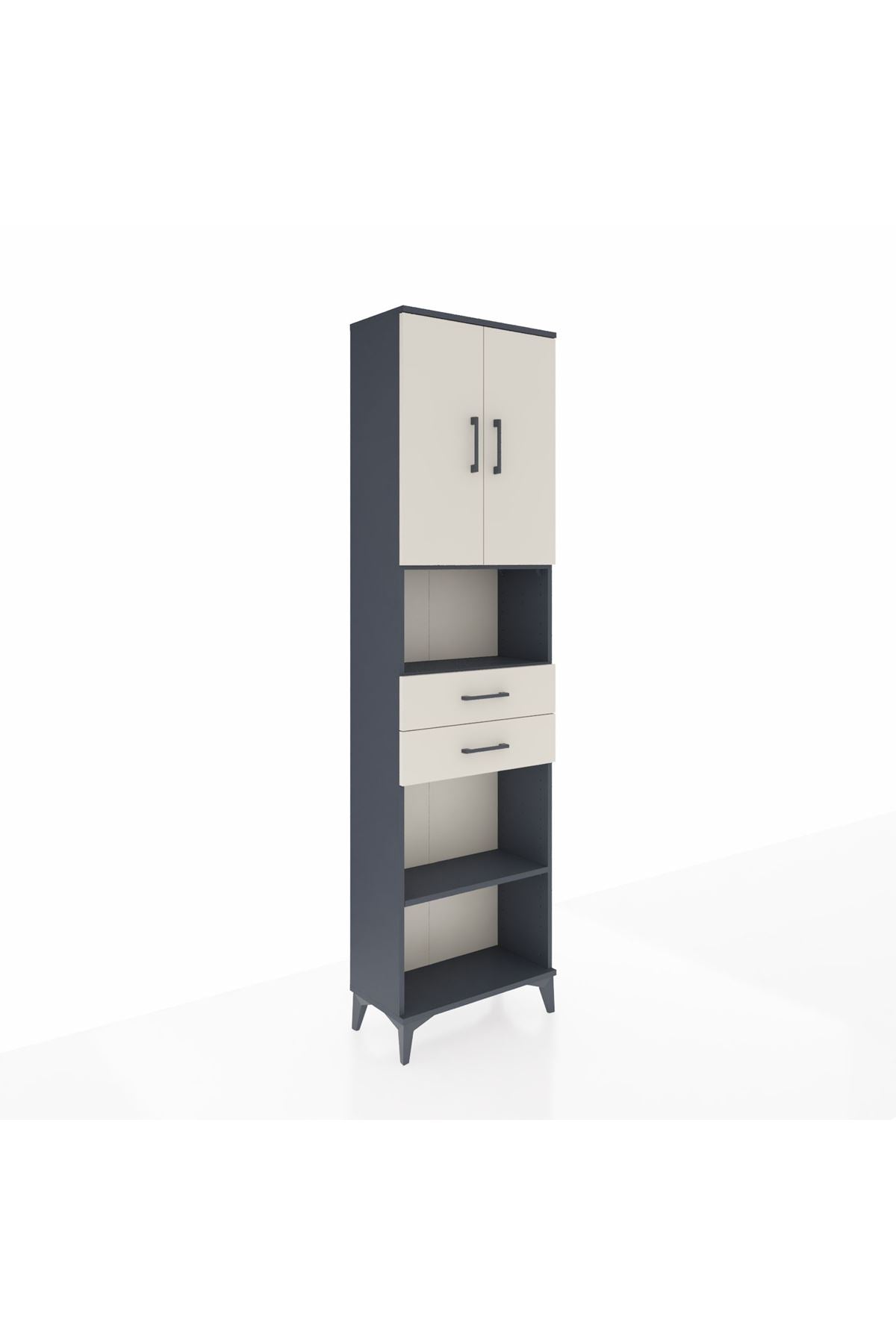Arges Dolap 4 Raflı 2 Çekmeceli 2 Kapaklı 60x30x221 Antrasit-Aytaşı