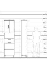 Arges Dolap 4 Raflı 2 Çekmeceli 2 Kapaklı 60x30x221 Antrasit-Aytaşı