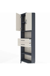 Arges Dolap 4 Raflı 2 Çekmeceli 2 Kapaklı 60x30x221 Antrasit-Aytaşı