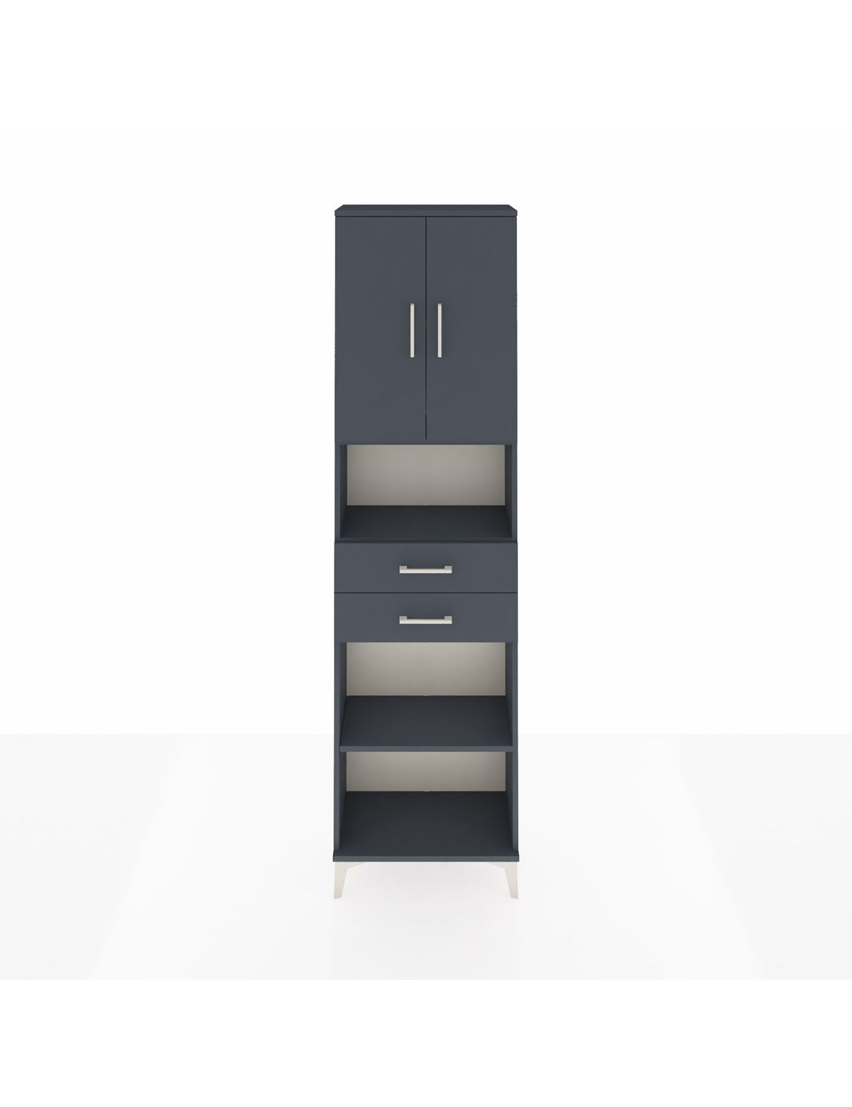 Arges Dolap 4 Raflı 2 Çekmeceli 2 Kapaklı 60x30x221 Antrasit-Antrasit