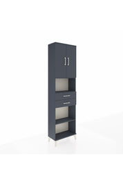 Arges Dolap 4 Raflı 2 Çekmeceli 2 Kapaklı 60x30x221 Antrasit-Antrasit